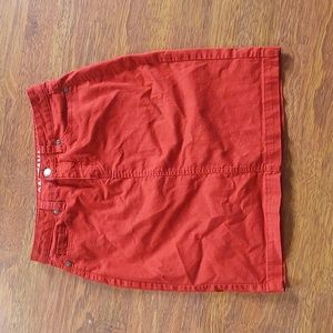 Red denim skirt
